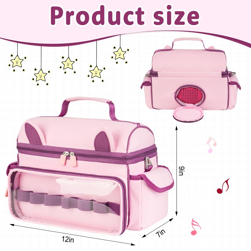 Jaffzora Carrying Case Compatible with Toniebox Starter Set,Cute Storage Bag Fits for Tonies Figures Characters,Tonies Headphones & Accessories, Pink&Purple(Bag Only) - Image 2
